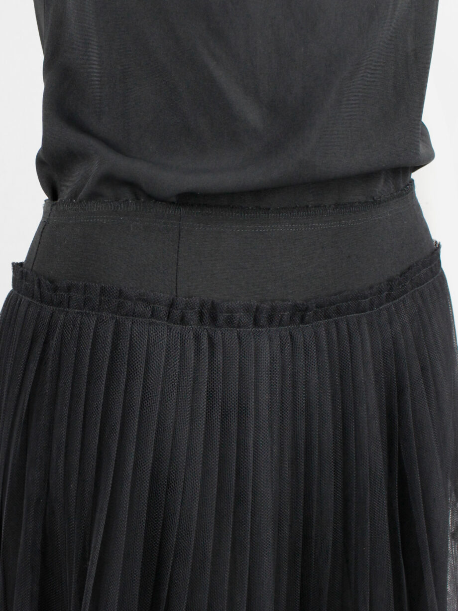 Comme des Garçons black pencil skirt with attached pleated mesh skirt fall 2004 (2)