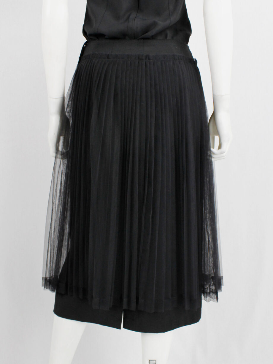 Comme des Garçons black pencil skirt with attached pleated mesh skirt fall 2004 (3)