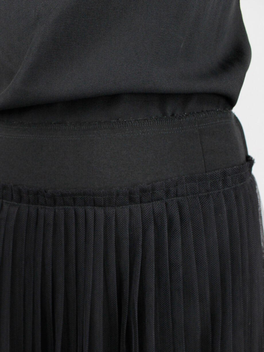 Comme des Garçons black pencil skirt with attached pleated mesh skirt fall 2004 (8)