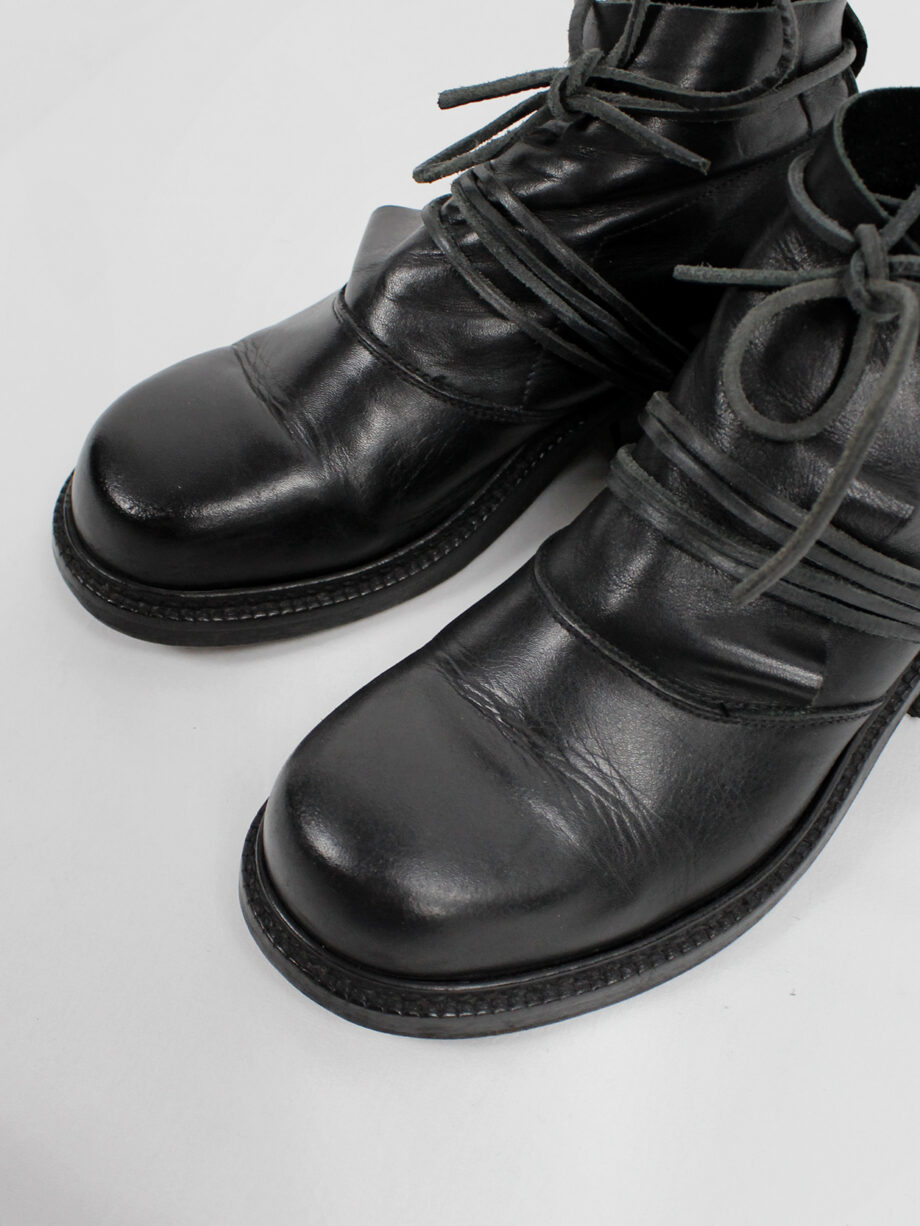 Dirk Bikkembergs black boots with flap and laces through the soles fall 1994 (10)