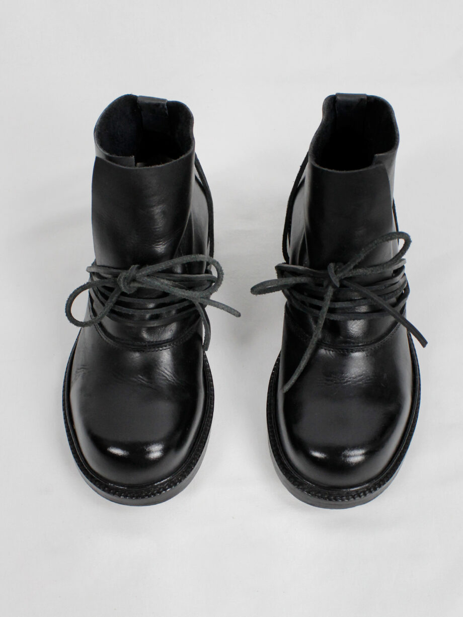 Dirk Bikkembergs black boots with flap and laces through the soles fall 1994 (12)