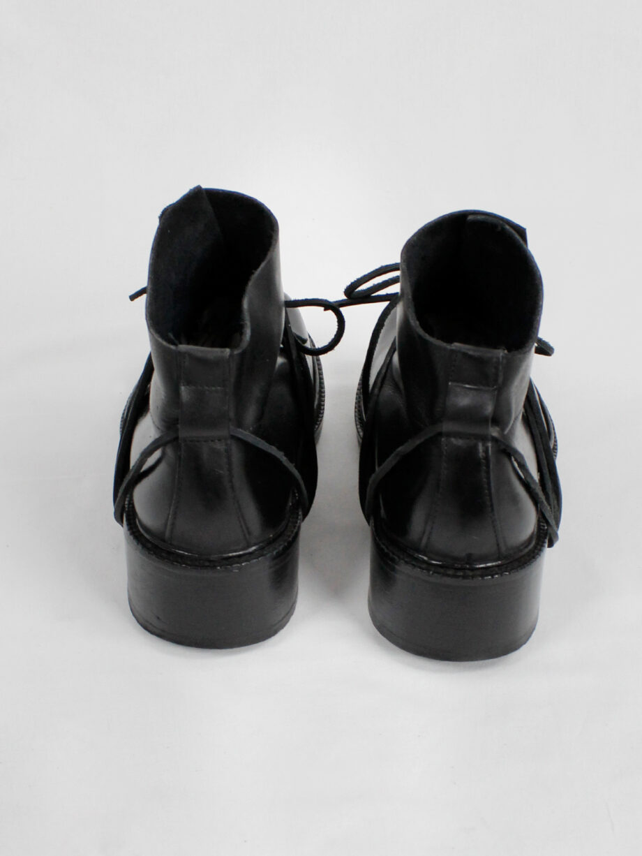 Dirk Bikkembergs black boots with flap and laces through the soles fall 1994 (13)