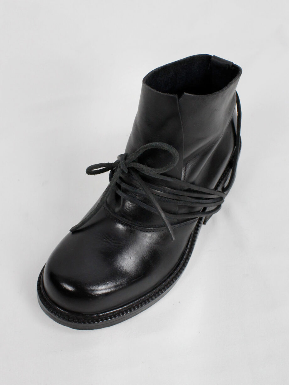 Dirk Bikkembergs black boots with flap and laces through the soles fall 1994 (18)