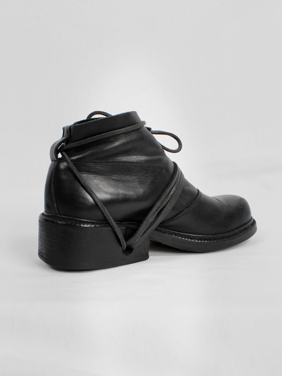 Dirk Bikkembergs black boots with flap and laces through the soles fall 1994 (20)