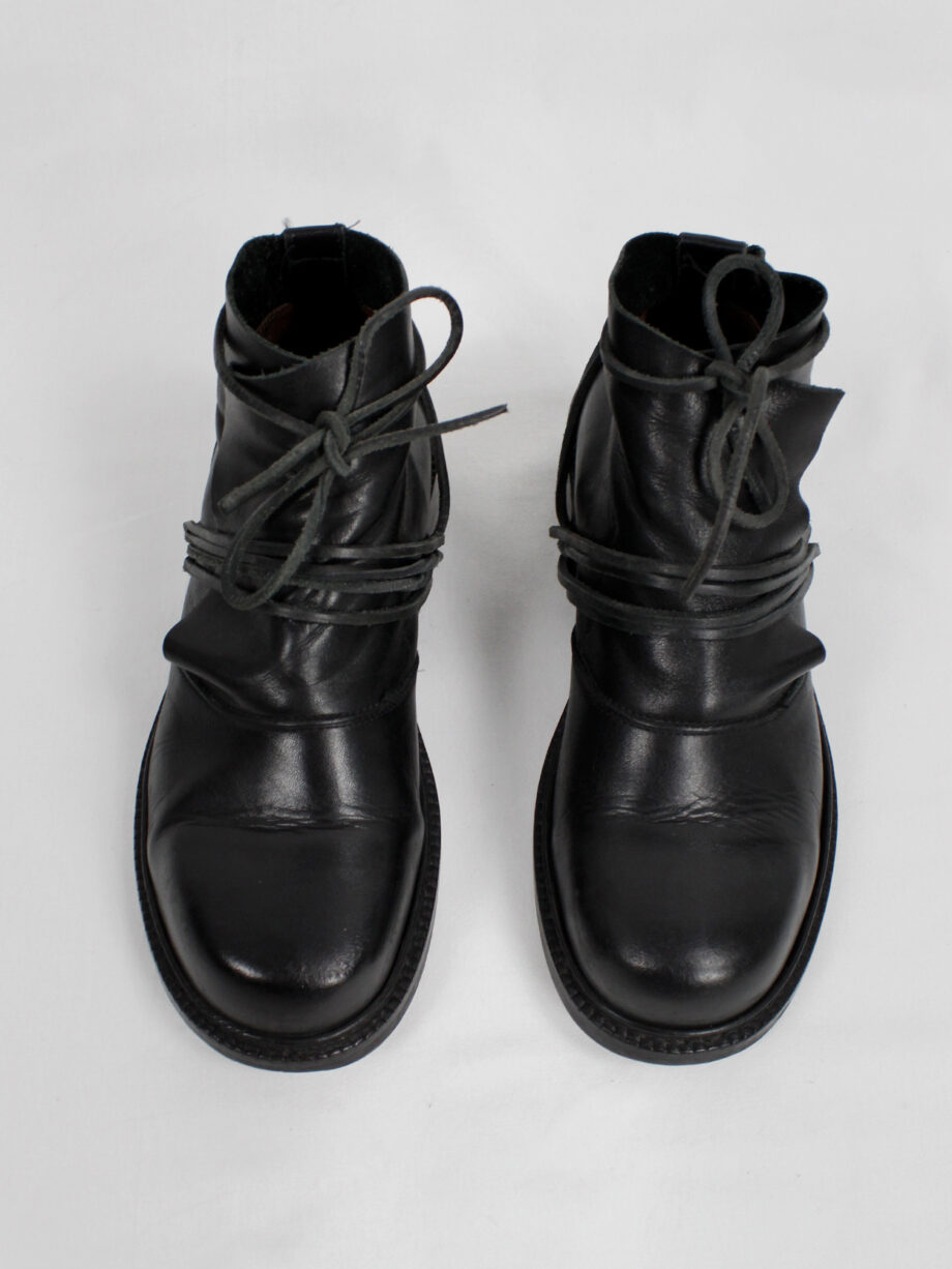 Dirk Bikkembergs black boots with flap and laces through the soles fall 1994 (3)
