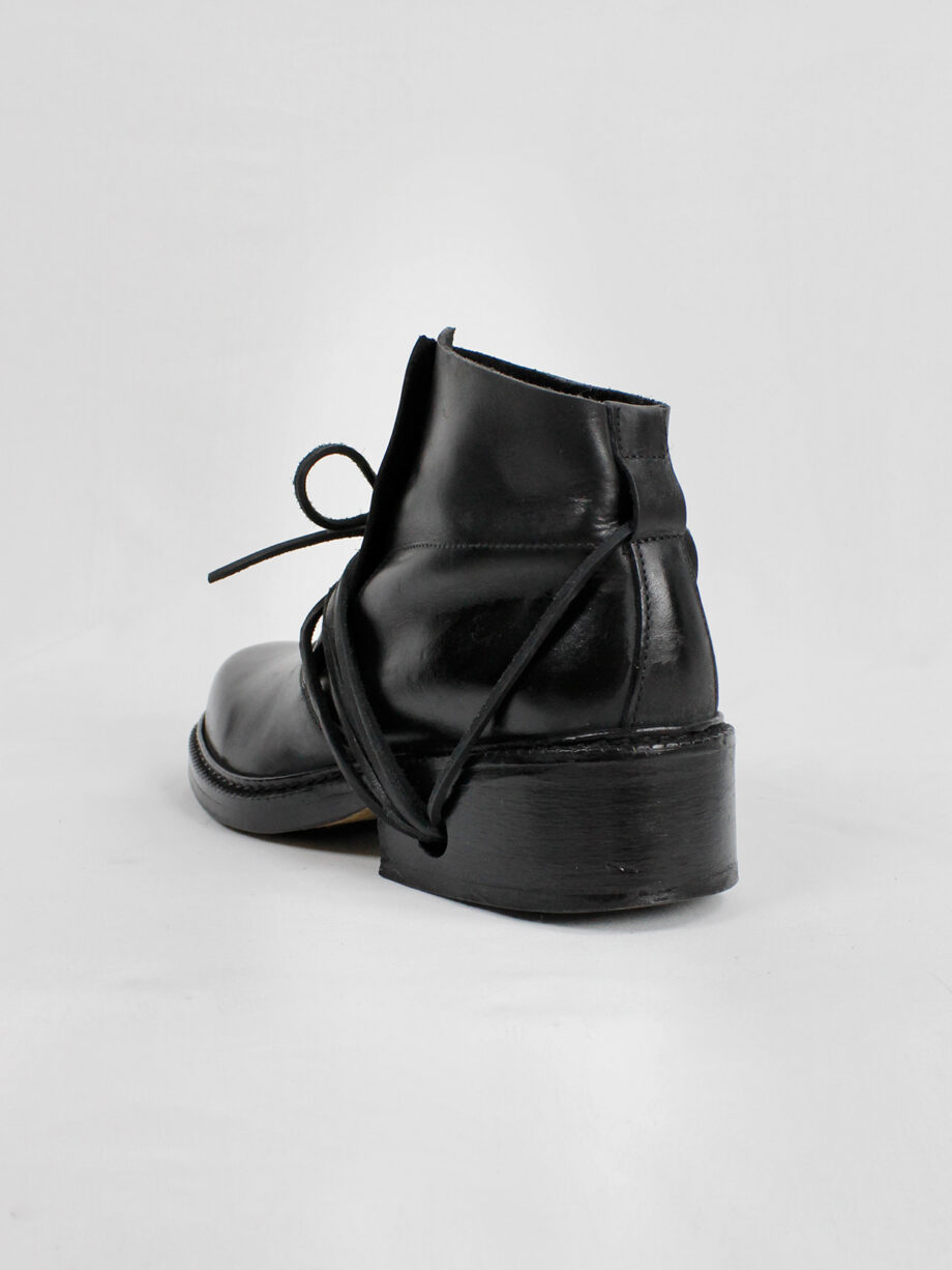 Dirk Bikkembergs black boots with flap and laces through the soles fall 1994 (8)