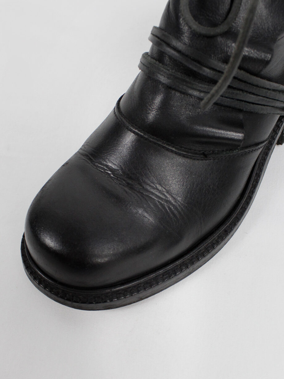 Dirk Bikkembergs black boots with flap and laces through the soles fall 1994 (8)