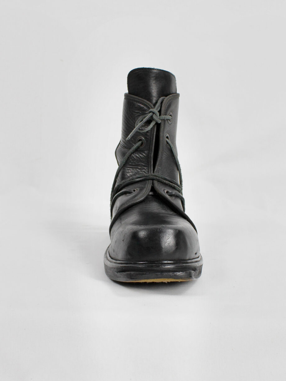 Dirk Bikkembergs black cut out mountaineering boots with laces through the soles 90s 1990s (1)