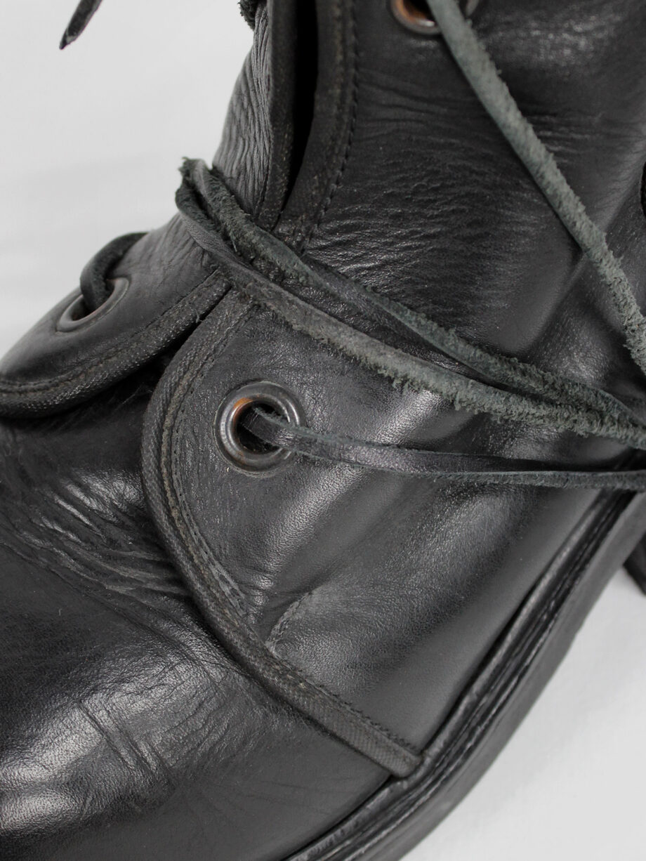 Dirk Bikkembergs black cut out mountaineering boots with laces through the soles 90s 1990s (13)