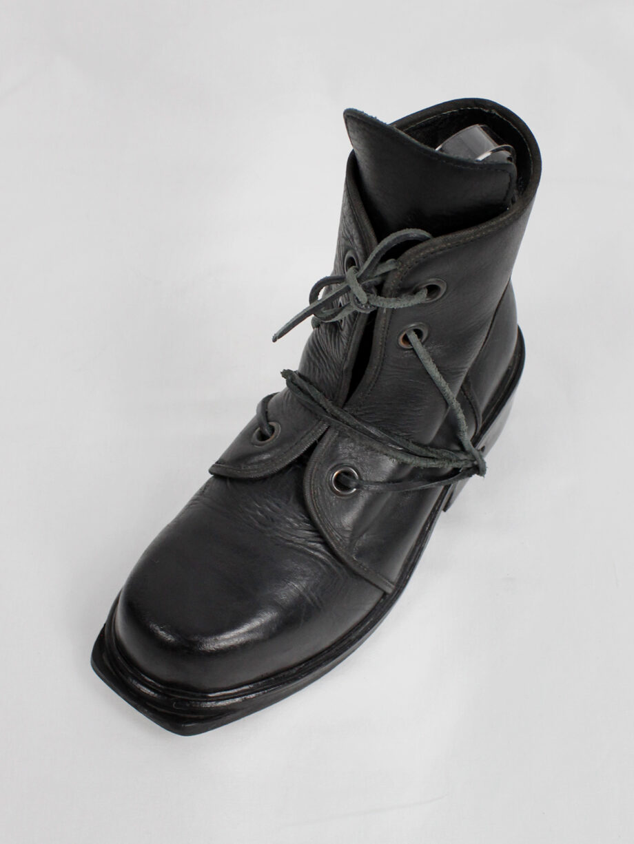 Dirk Bikkembergs black cut out mountaineering boots with laces through the soles 90s 1990s (15)