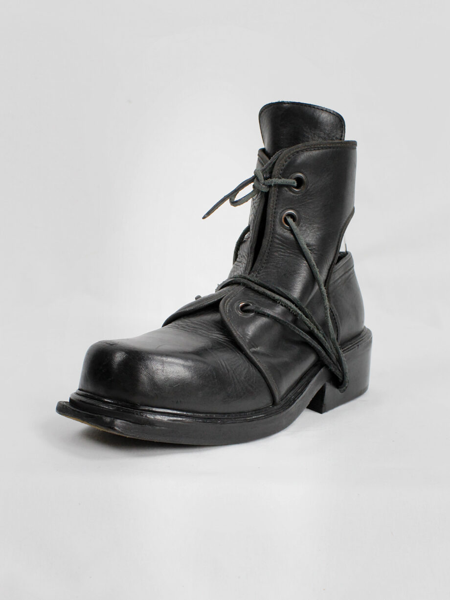 Dirk Bikkembergs black cut out mountaineering boots with laces through the soles 90s 1990s (20)