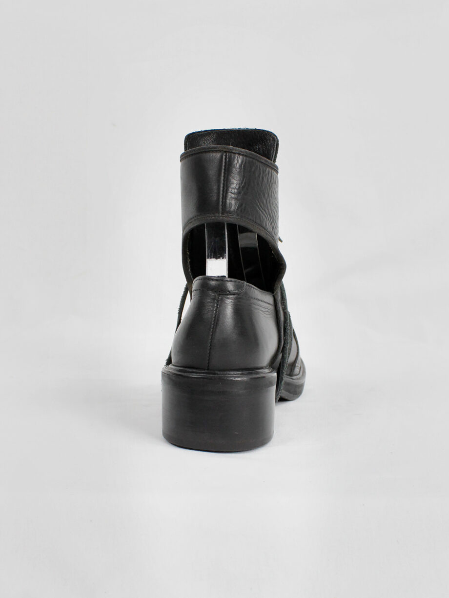 Dirk Bikkembergs black cut out mountaineering boots with laces through the soles 90s 1990s (5)