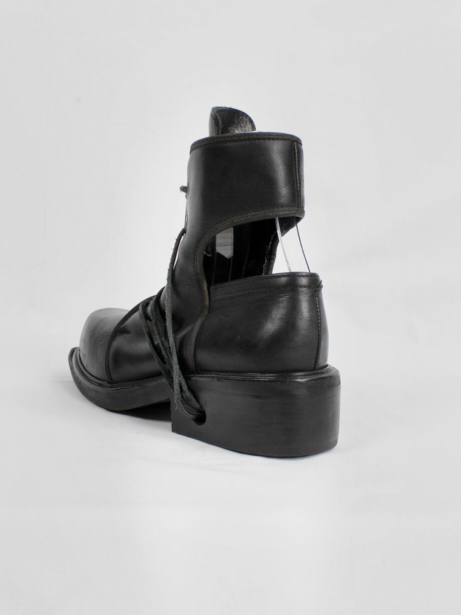 Dirk Bikkembergs black cut out mountaineering boots with laces through the soles 90s 1990s (6)