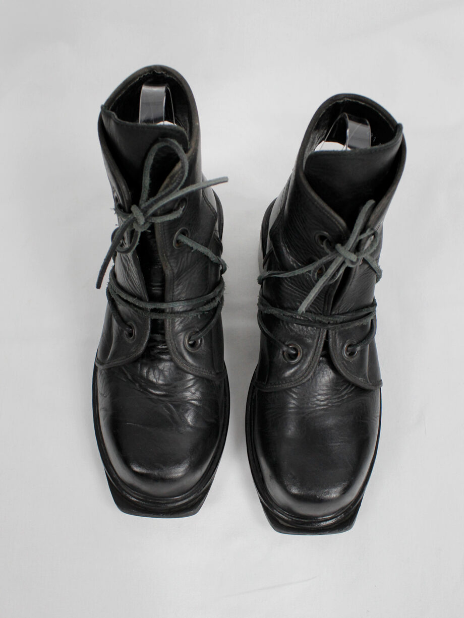 Dirk Bikkembergs black cut out mountaineering boots with laces through the soles 90s 1990s (9)