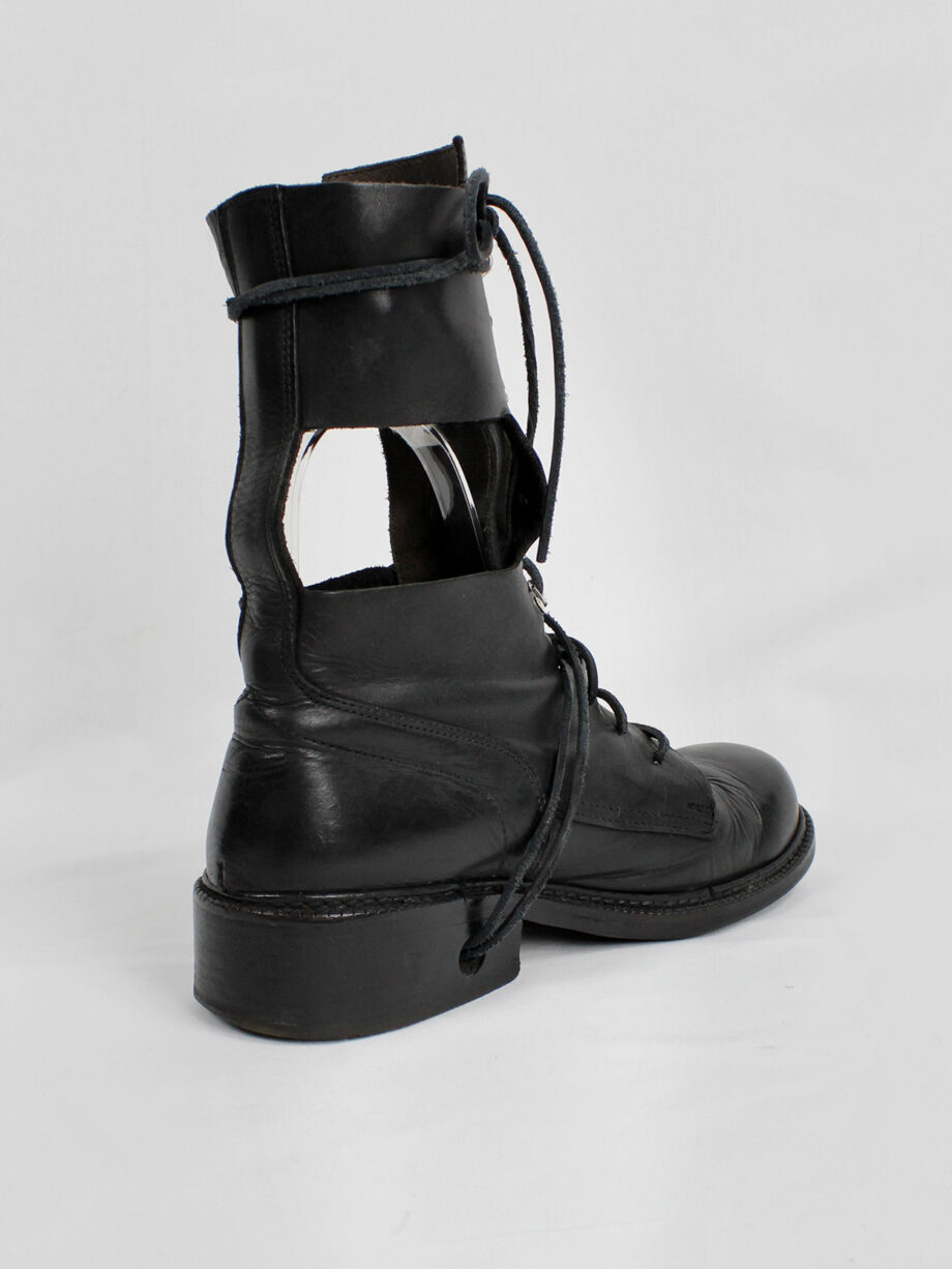 Dirk Bikkembergs black military boots with hooks and laces through the sole 1990s (1)