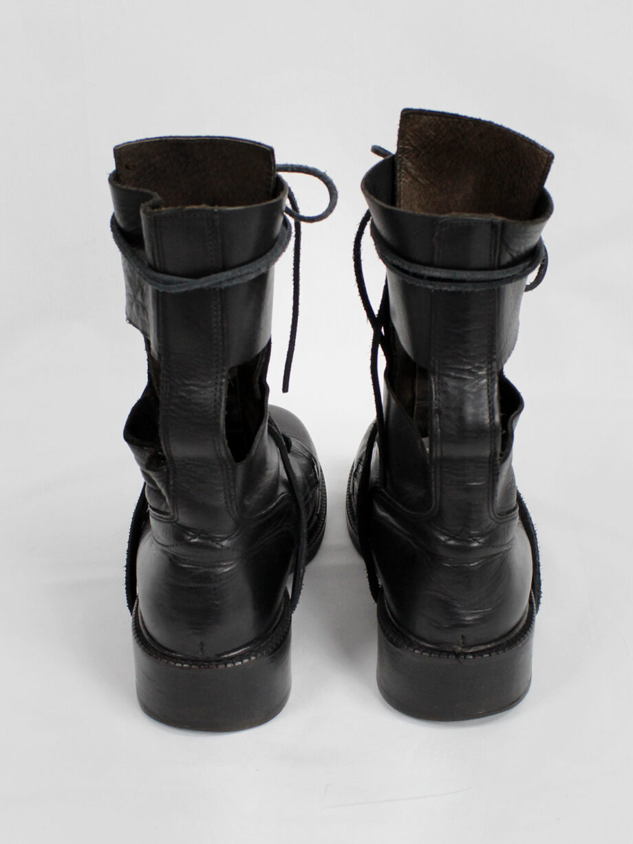 Dirk Bikkembergs black military boots with hooks and laces through the sole 1990s (10)