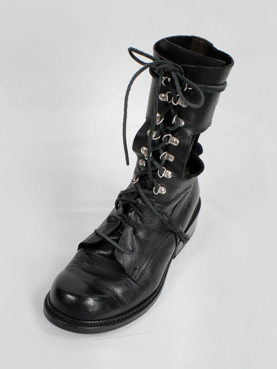 Dirk Bikkembergs black military boots with hooks and laces through the sole 1990s (11)