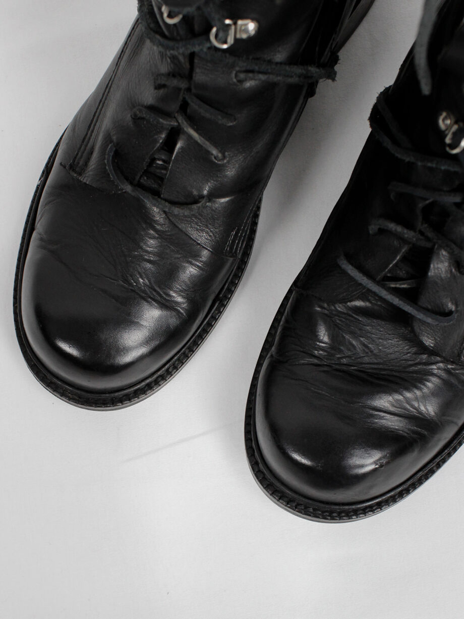 Dirk Bikkembergs black military boots with hooks and laces through the sole 1990s (13)