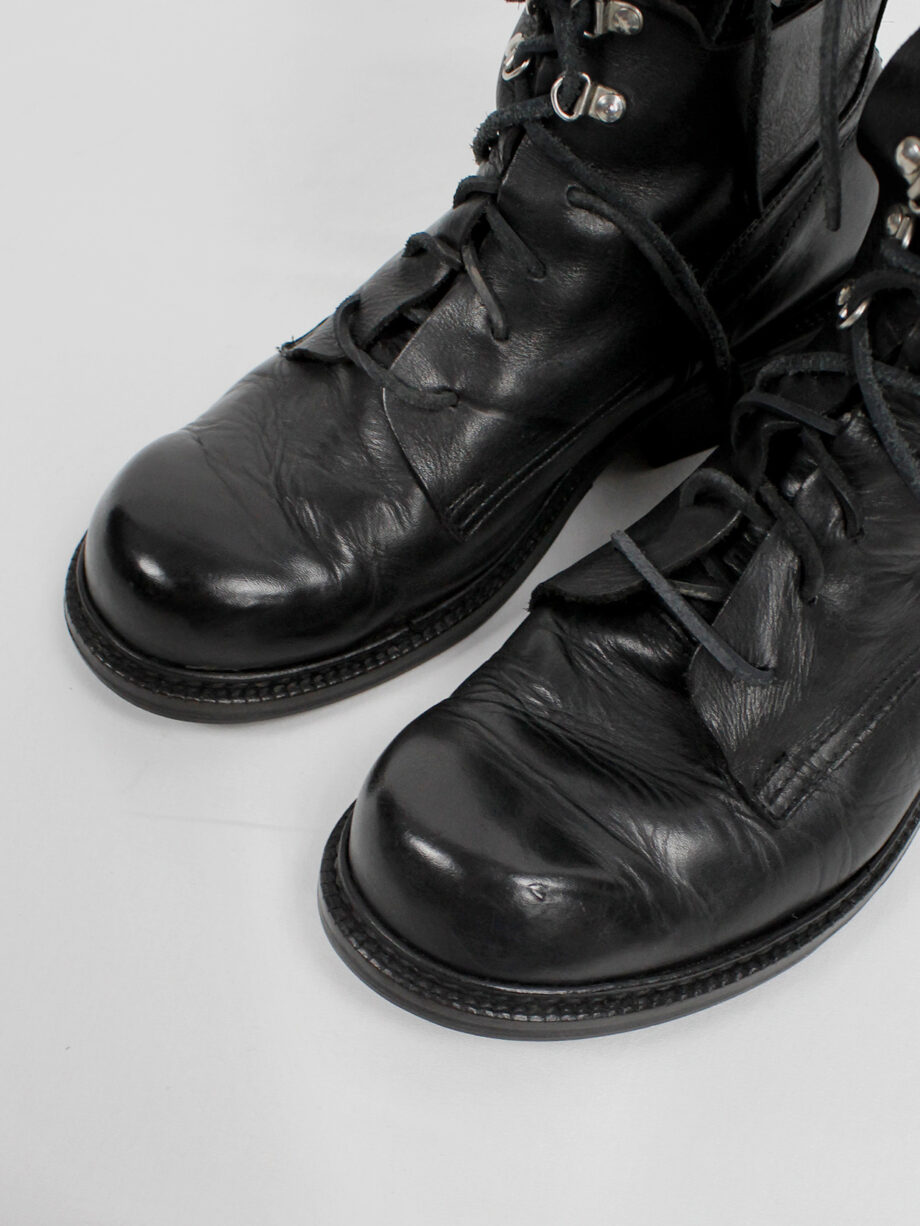 Dirk Bikkembergs black military boots with hooks and laces through the sole 1990s (14)