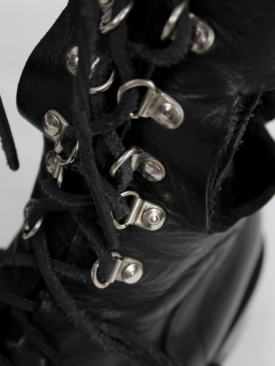 Dirk Bikkembergs black military boots with hooks and laces through the sole 1990s (16)