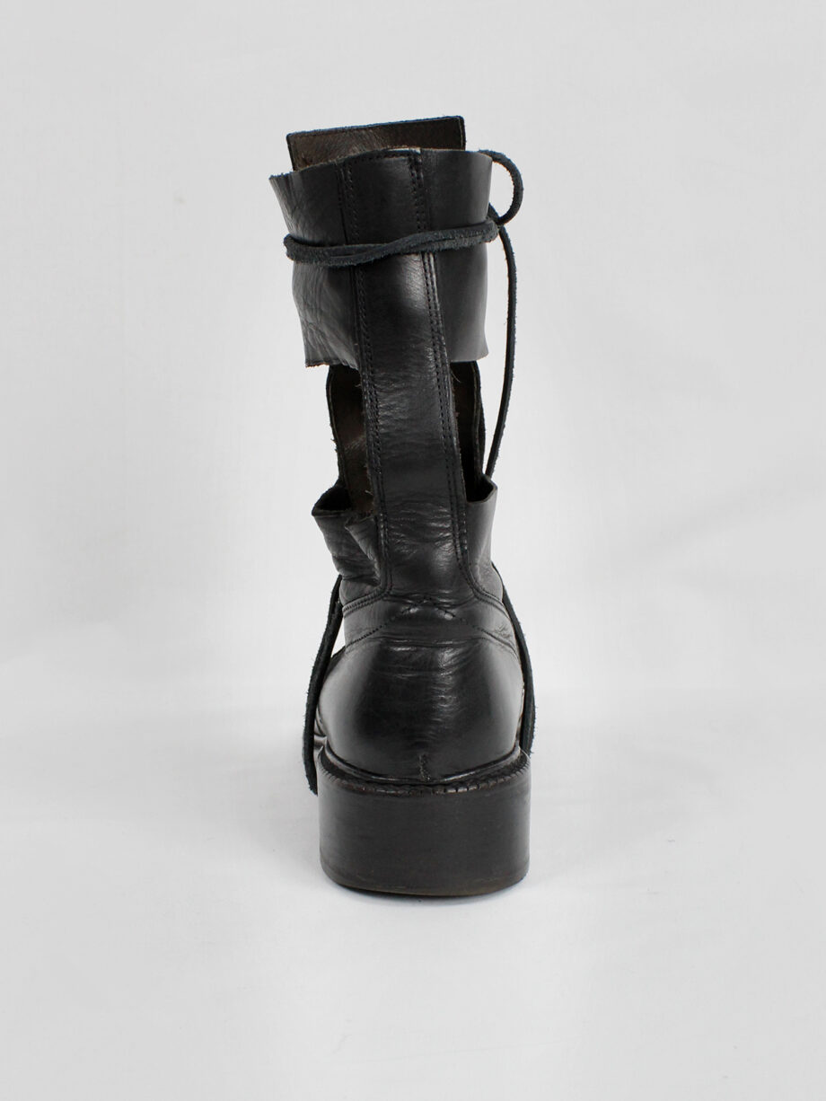 Dirk Bikkembergs black military boots with hooks and laces through the sole 1990s (2)