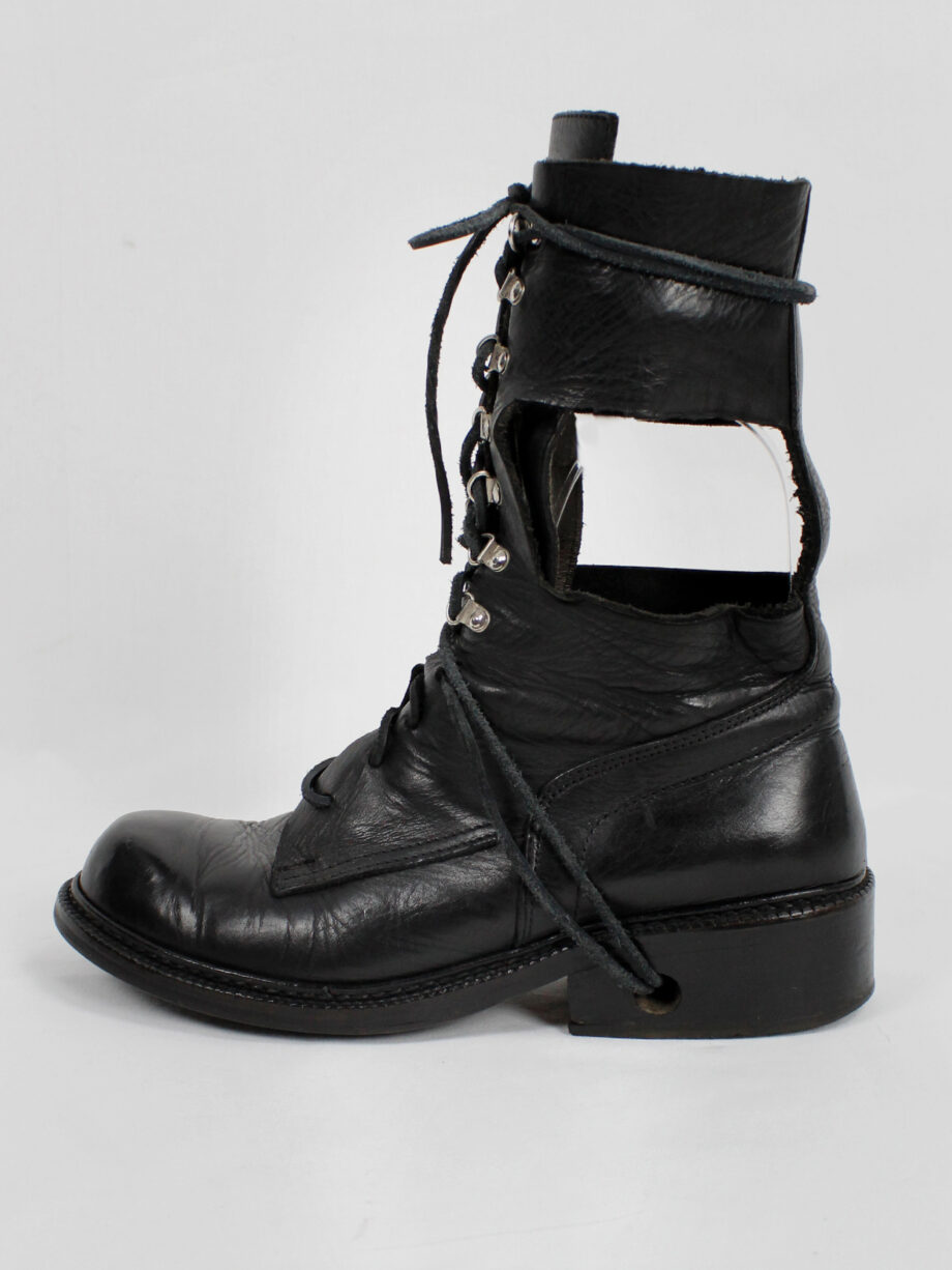 Dirk Bikkembergs black military boots with hooks and laces through the sole 1990s (20)