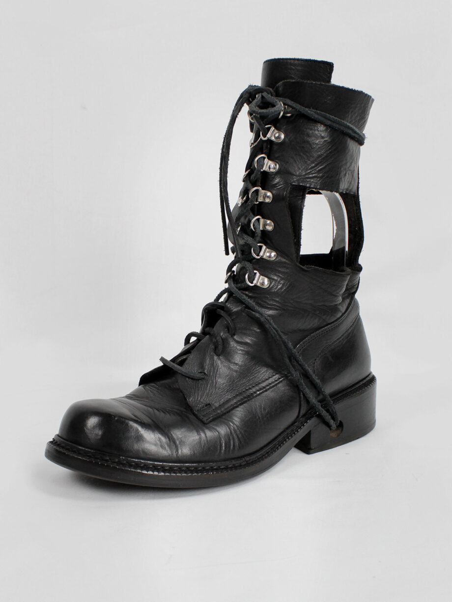 Dirk Bikkembergs black military boots with hooks and laces through the sole 1990s (21)