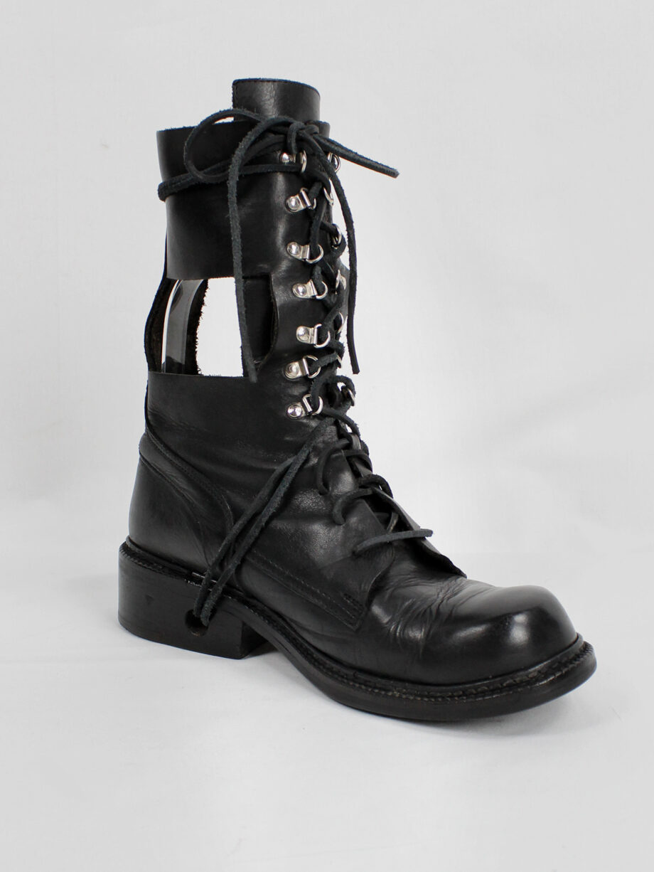 Dirk Bikkembergs black military boots with hooks and laces through the sole 1990s (23)