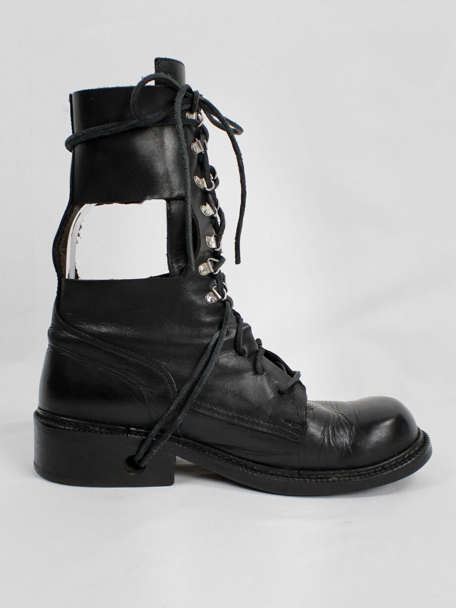 Dirk Bikkembergs black military boots with hooks and laces through the sole 1990s (24)