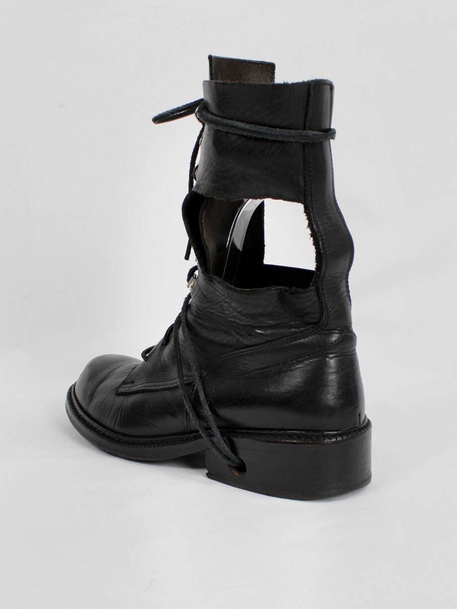 Dirk Bikkembergs black military boots with hooks and laces through the sole 1990s (3)