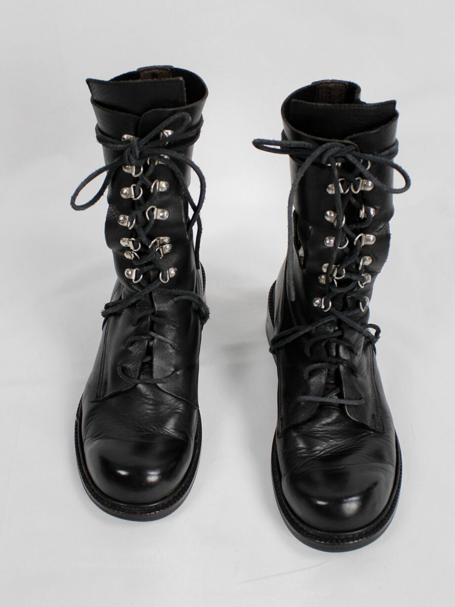 Dirk Bikkembergs black military boots with hooks and laces through the sole 1990s (9)