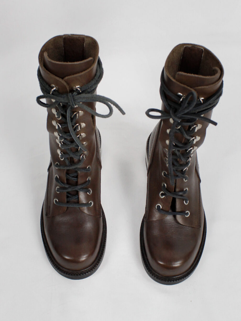 Dirk Bikkembergs brown combat boots with hooks and metal heel 1990s 90s (10)