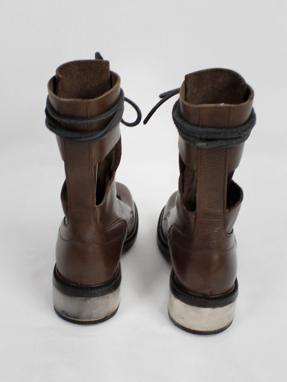 Dirk Bikkembergs brown combat boots with hooks and metal heel 1990s 90s (11)