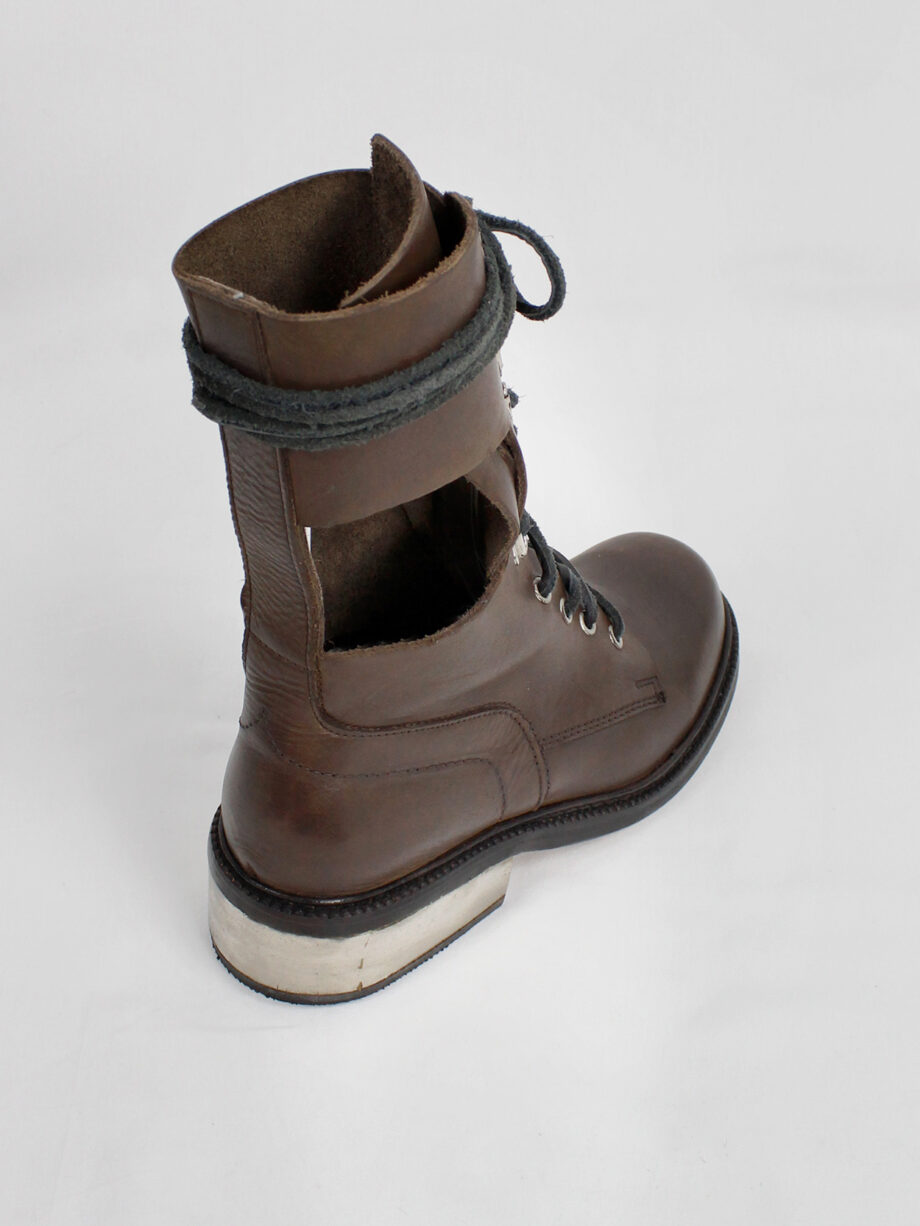 Dirk Bikkembergs brown combat boots with hooks and metal heel 1990s 90s (13)