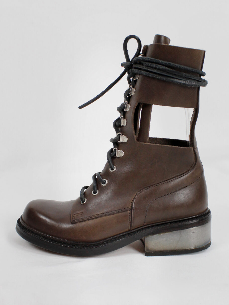 Dirk Bikkembergs brown combat boots with hooks and metal heel 1990s 90s (22)