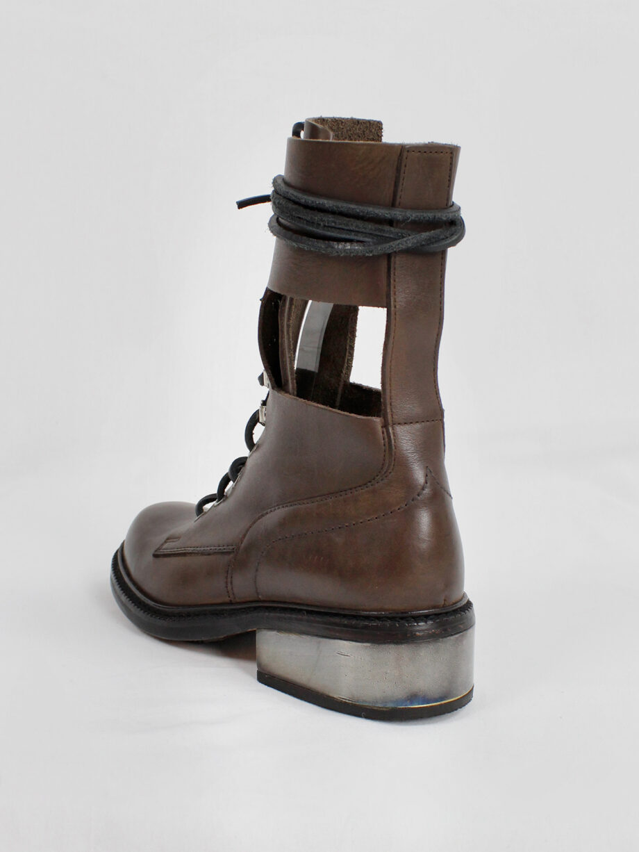 Dirk Bikkembergs brown combat boots with hooks and metal heel 1990s 90s (4)