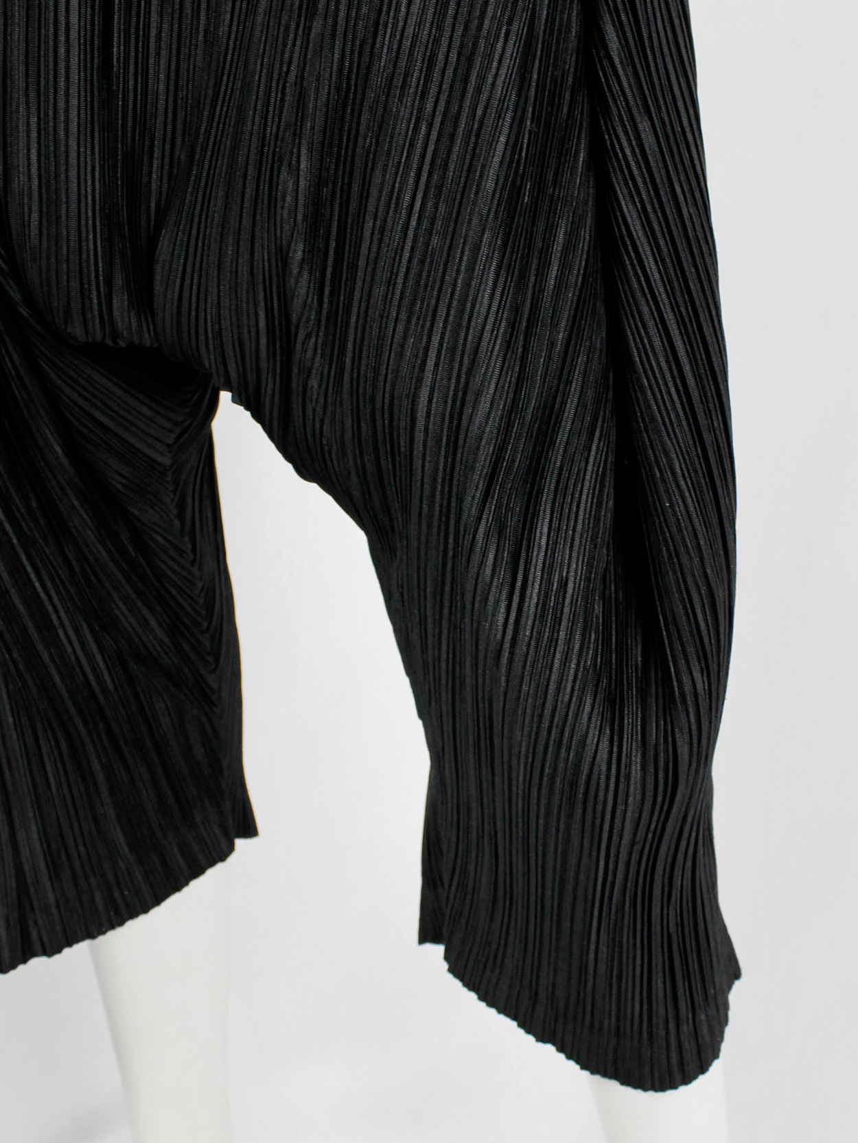 Issey Miyake Pleats Please black sarouel trousers with drop crotch - V ...