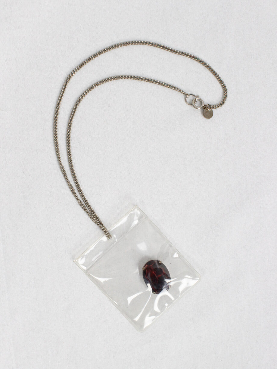 Maison Martin Margiela 6 necklace with burgundy gemstone in plastic bag spring 2007 (7)