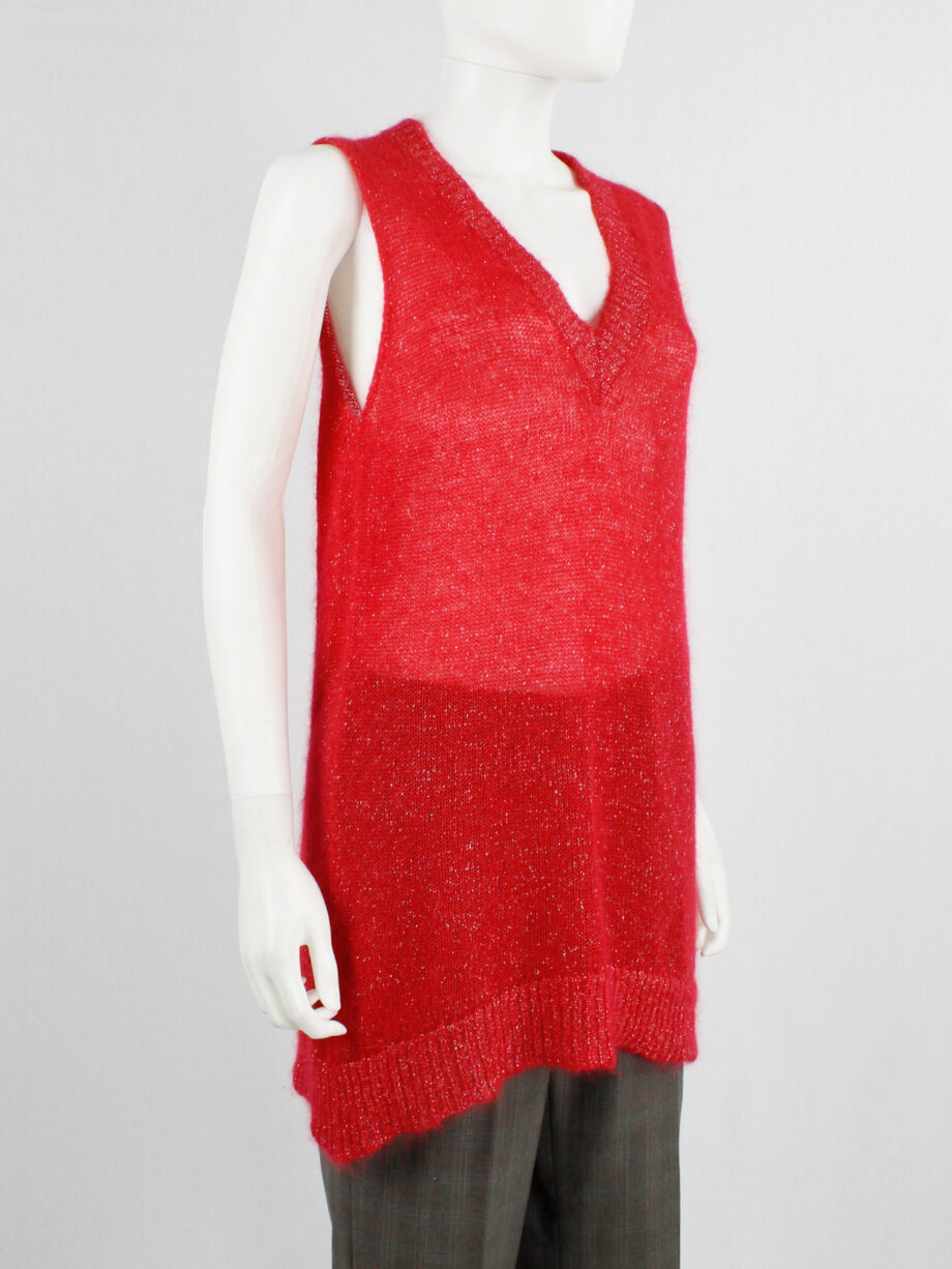 Maison Martin Margiela red knit top with woven silver threads fall 2004 (10)