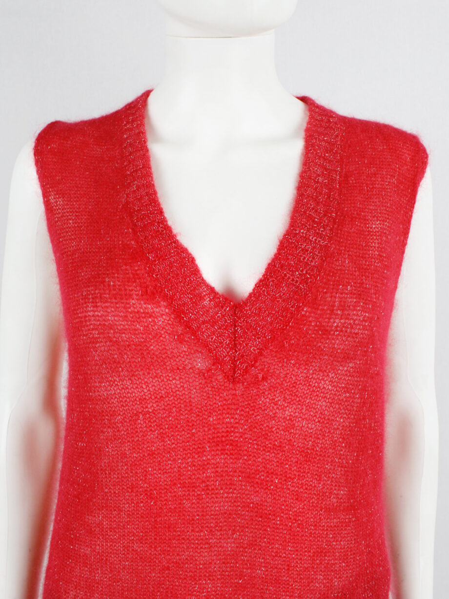 Maison Martin Margiela red knit top with woven silver threads fall 2004 (12)