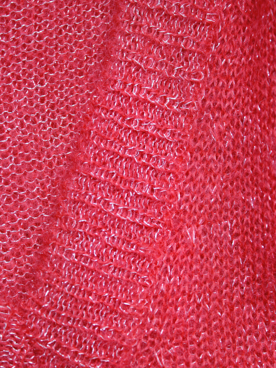 Maison Martin Margiela red knit top with woven silver threads fall 2004 (3)