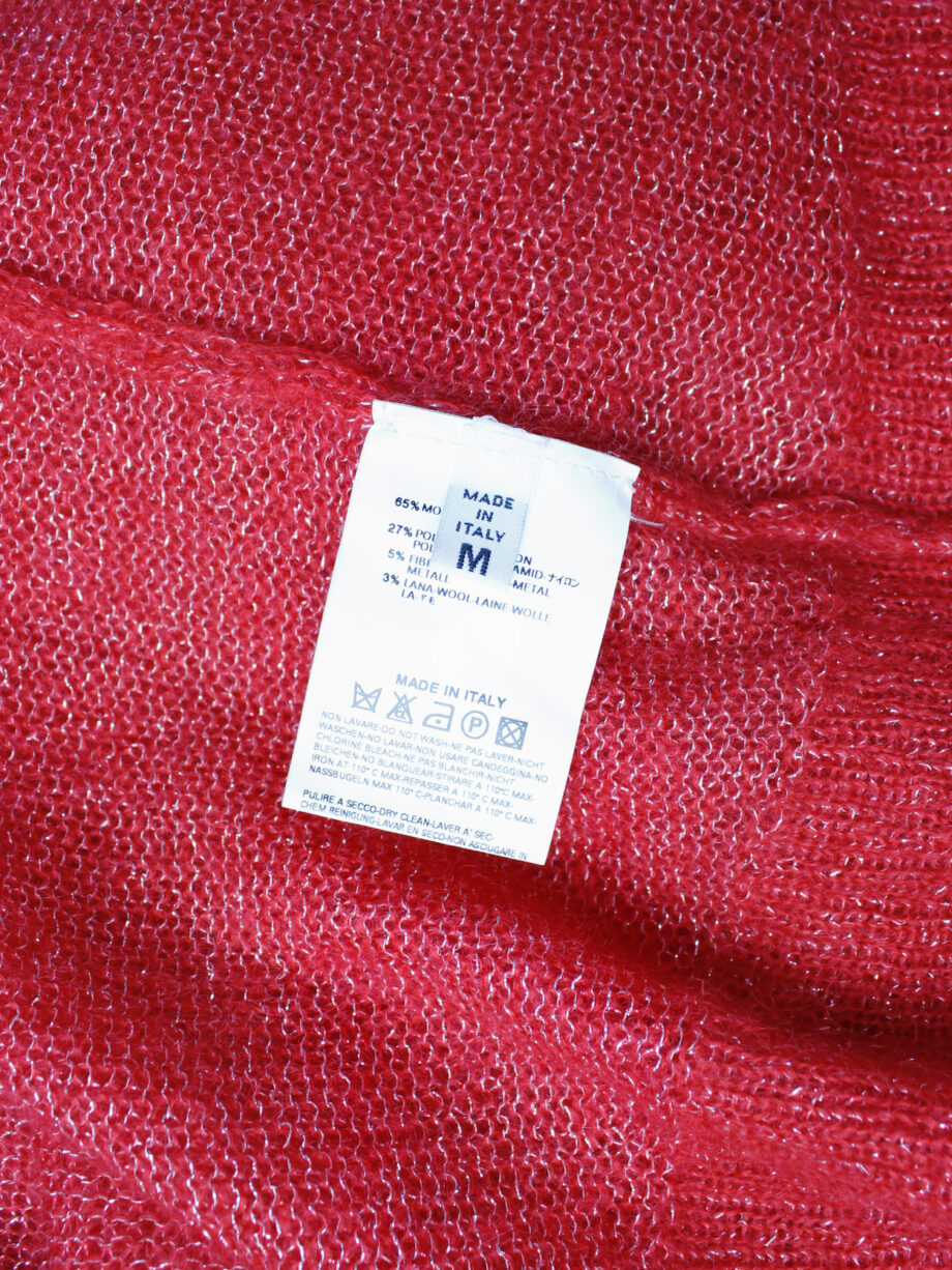 Maison Martin Margiela red knit top with woven silver threads fall 2004 (5)