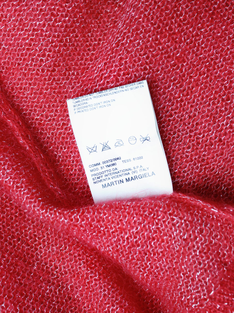 Maison Martin Margiela red knit top with woven silver threads fall 2004 (6)