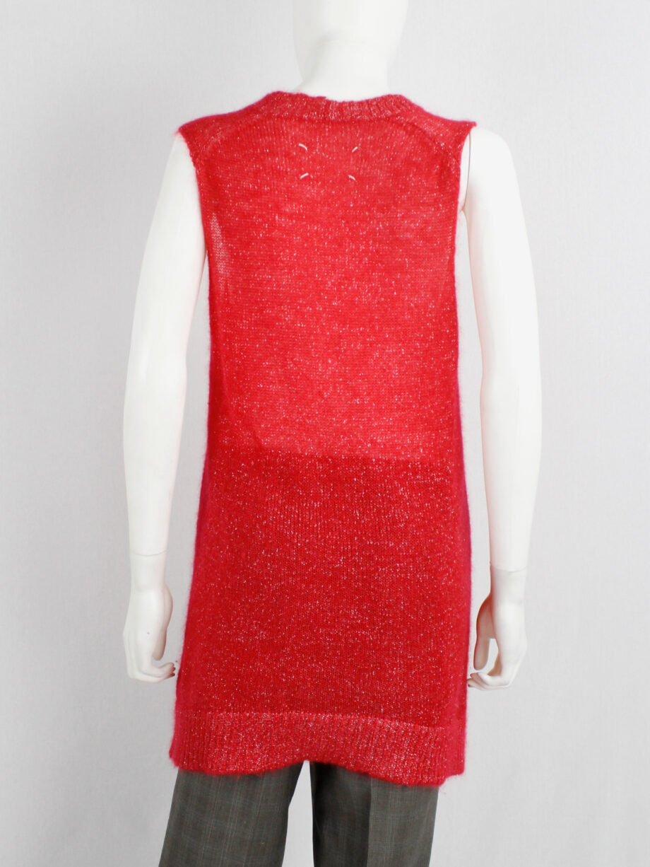 Maison Martin Margiela red knit top with woven silver threads fall 2004 (7)