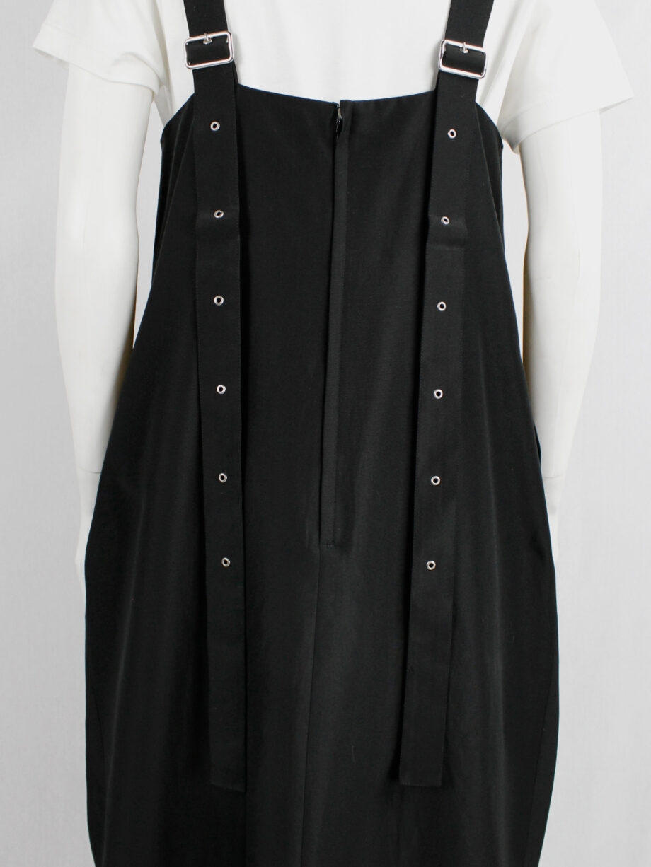 Noir Kei Ninomiya black salopette dress with belt straps and scrunched hem spring 2019 (1)