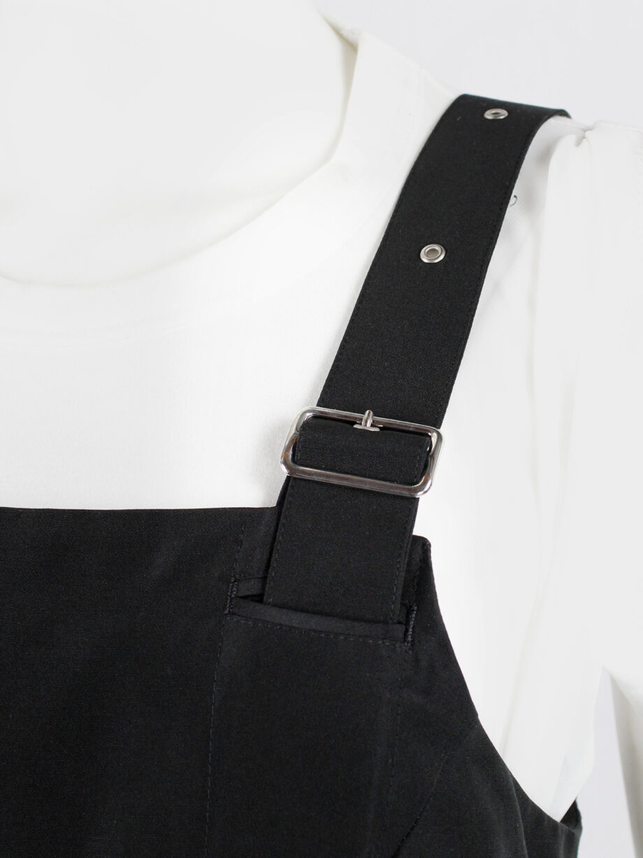 Noir Kei Ninomiya black salopette dress with belt straps and scrunched hem spring 2019 (10)