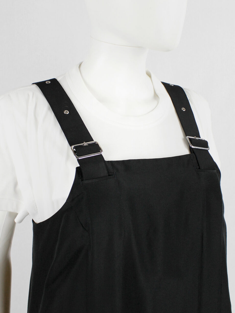 Noir Kei Ninomiya black salopette dress with belt straps and scrunched hem spring 2019 (13)