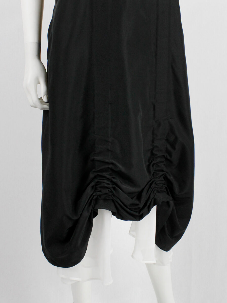 Noir Kei Ninomiya black salopette dress with belt straps and scrunched hem spring 2019 (14)