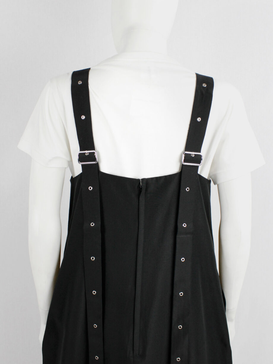 Noir Kei Ninomiya black salopette dress with belt straps and scrunched hem spring 2019 (16)