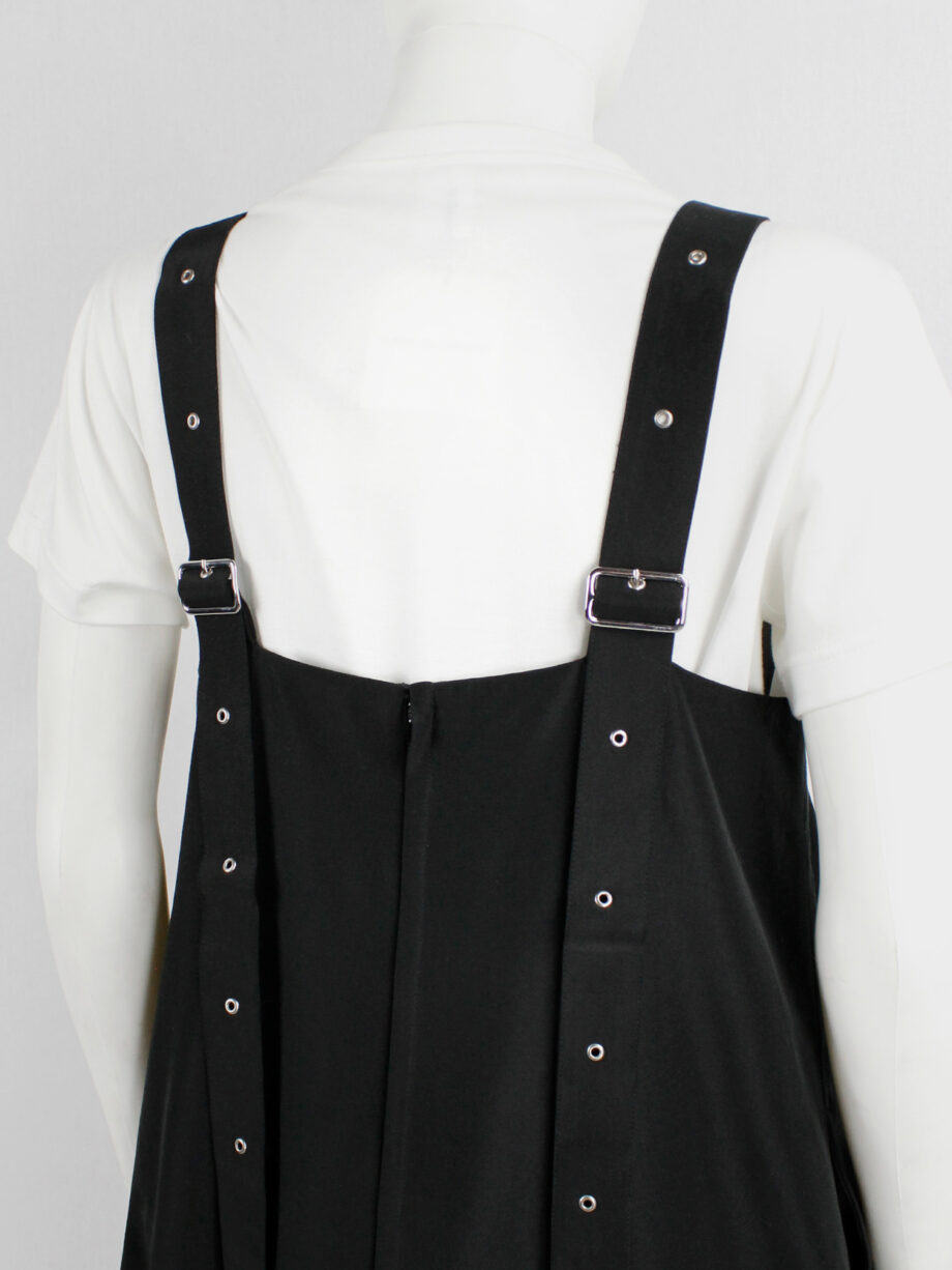Noir Kei Ninomiya black salopette dress with belt straps and scrunched hem spring 2019 (17)